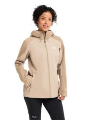 Jack Wolfskin Kurtka przeciwdeszczowa "Wildbound" w kolorze beżowym rozmiar: XL. Brązowe kurtki sportowe Jack Wolfskin, m, bez wzorów, z materiału, bez kaptura, outdoorowe. Za 390.00 zł.