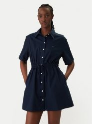 Tommy Jeans Sukienka koszulowa DW0DW20617 Granatowy Regular Fit. Niebieskie sukienki Tommy Jeans, m, bez wzorów, z bawełny, bez kołnierzyka, bez ramiączek, koszulowe. Za 449.99 zł.