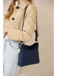 Anna Morellini Skórzana torebka "Paolina" w kolorze granatowym - 28 x 24 x 8 cm rozmiar: onesize. Niebieskie torby na ramię Anna Morellini, bez wzorów, z materiału, na ramię, bez dodatków. Za 260.99 zł.