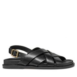 Sandały Geox. Czarne sandały Geox, bez wzorów, bez obcasa, na płaskiej podeszwie, bez zapięcia. Za 379.99 zł.