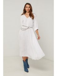 Fleur de Lin Lniana sukienka "Lurcica" w kolorze białym rozmiar: XL. Białe sukienki Fleur de Lin, xl, bez wzorów, ze lnu, bez kołnierzyka, bez ramiączek, maxi. Za 239.95 zł.