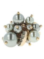 Otazu Pozłacany pierścionek z kryształami Swarovski i perłami rozmiar: onesize. Szare pierścionki Otazu, z kryształem, pozłacane. Za 113.99 zł.