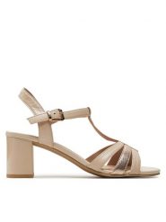Caprice Sandały 9-28308-42 Beżowy. Brązowe sandały Caprice, bez wzorów, ze skóry, bez obcasa, na słupku, bez zapięcia. Za 244.99 zł.