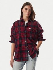 Guess Jeans Koszula W5BH40 WGMH1 Czerwony Regular Fit. Czerwone koszule Guess Jeans, l, z aplikacjami, z bawełny, bez kołnierzyka, bez ramiączek. Za 350.99 zł.