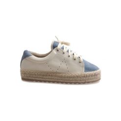 Niebieskie espadryle sznurowane LX-07. Brązowe espadryle ButyModne, bez wzorów, bez obcasa, bez zapięcia. Za 75.19 zł.