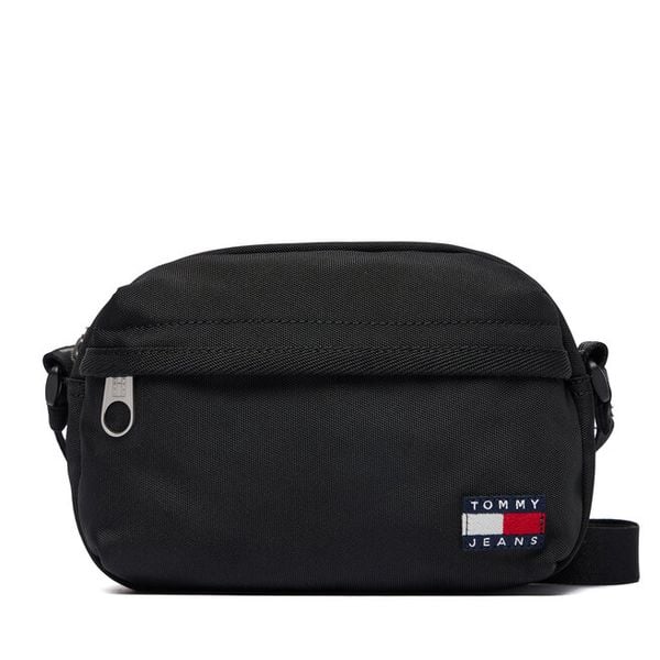 Torebka Tommy Jeans. Czarne listonoszki Tommy Jeans, bez wzorów, z jeansu, bez dodatków. Za 259.99 zł.