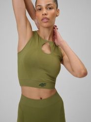 4F Top sportowy w kolorze khaki rozmiar: XS/S. Brązowe koszulki sportowe 4f, bez wzorów, z materiału, bez ramiączek, outdoorowe. Za 64.95 zł.