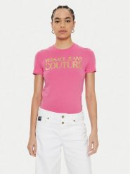 Versace Jeans Couture T-Shirt 78HAHT01 Różowy Regular Fit. Czerwone t-shirty Versace Jeans Couture, m, bez wzorów, z bawełny, bez kołnierzyka, bez ramiączek. Za 269.99 zł.