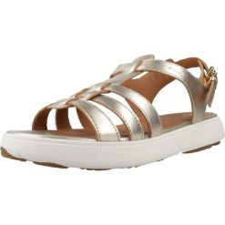 Sandały GEOX D NEBULA 2.0 C S Złoty. Żółte sandały Geox, bez wzorów, ze skóry, bez obcasa, bez zapięcia. Za 351.99 zł.