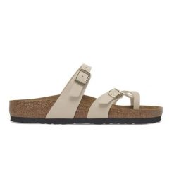 Kapcie Birkenstock Mayari, Birko Flor Damskie. Brązowe obuwie domowe Birkenstock, bez wzorów, z materiału, bez zapięcia. Za 383.35 zł.