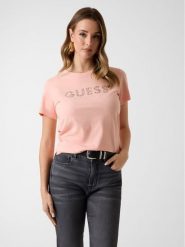 Guess T-Shirt 182375 Różowy Classic Fit. Czerwone t-shirty Guess, xxl, z aplikacjami, bez kołnierzyka, bez ramiączek. Za 154.99 zł.