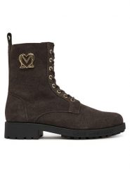 LOVE MOSCHINO Trzewiki JA24254G0NIG0313 Brązowy. Brązowe botki Love Moschino, bez wzorów, ze skóry, bez obcasa, na płaskiej podeszwie, bez zapięcia. Za 1,279.00 zł.