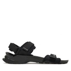 Sandały adidas. Czarne sandały Adidas, bez wzorów, sportowe, bez obcasa, bez zapięcia. Za 249.99 zł.