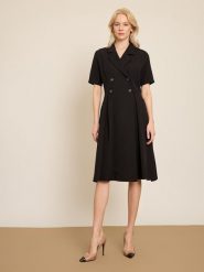 BGN Sukienka w kolorze czarnym rozmiar: 34. Czarne sukienki BGN, na imprezę, bez wzorów, bez kołnierzyka, bez ramiączek, midi, rozkloszowane. Za 124.95 zł.