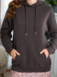Gładka bluza z kapturem basic - szary. Szare bluzy Sinsay, l, bez wzorów, z kapturem. Za 39.99 zł.