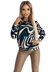Numoco Bluza w kolorze beżowo-ciemnozielono-czarnym rozmiar: XL. Brązowe bluzy Numoco, xl, bez wzorów, z kapturem. Za 128.25 zł.