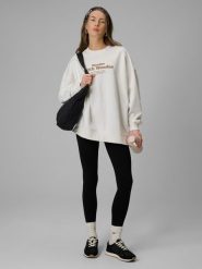 4F Legginsy dzianinowe damskie - czarne L. Czarne legginsy 4f, l, bez wzorów, z bawełny, z podwyższonym stanem, długie. Za 79.99 zł.