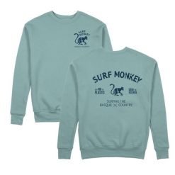 Bluza Save the Ocean – Okrągły dekolt / Dorosły (Szałwia). Zielone bluzy SURF MONKEY, l, bez wzorów, z bawełny, bez kaptura. Za 309.95 zł.