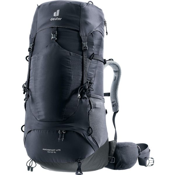 Plecak trekkingowy damski Deuter Aircontact Lite 45 + 10 SL - black/graphite. Czarne plecaki Deuter, bez wzorów. Za 839.99 zł.