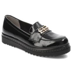 Czarne Półbuty Armodo Stylowe Wsuwane Obuwie Damskie. Czarne półbuty wsuwane Armodo, z aplikacjami, ze skóry, eleganckie, bez obcasa, bez zapięcia. Za 389.00 zł.