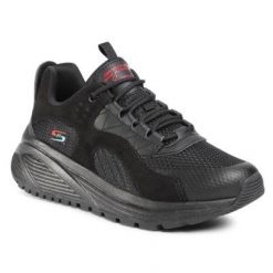 Skechers 117017 BBK Czarny. Czarne obuwie sportowe Skechers, ze skóry ekologicznej, bez zapięcia. Za 279.99 zł.