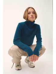 Just Cashmere Kaszmirowy golf "June" w kolorze granatowym rozmiar: M. Niebieskie golfy Just Cashmere, m, bez wzorów, z kaszmiru, bez ramiączek. Za 568.34 zł.