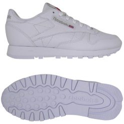 Buty sneakersy sportowe damskie Reebok Classic Leather. Białe obuwie sportowe Reebok, z materiału, bez zapięcia, trekkingowe, Reebok Classic. Za 314.30 zł.