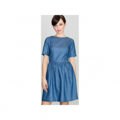 Sukienka K164 Niebieski. Niebieskie sukienki Lenitif, xl, bez wzorów, z bawełny, bez kołnierzyka, bez ramiączek, mini, dopasowane. Za 129.00 zł.