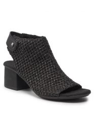 Rieker Sandały 64670-00 Czarny. Czarne sandały Rieker, bez wzorów, z materiału, bez obcasa, na słupku, bez zapięcia. Za 259.99 zł.