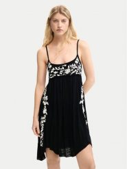 Desigual Sukienka letnia Cassatt 26SWVK42 Czarny Regular Fit. Czarne sukienki Desigual, na lato, m, bez wzorów, z wiskozy, bez kołnierzyka, bez ramiączek. Za 539.99 zł.