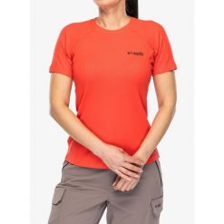 Koszulka damska Columbia DriVenture Short Sleeve. Czerwone bluzki Columbia, bez wzorów, sportowe, bez kołnierzyka, bez ramiączek. Za 230.99 zł.