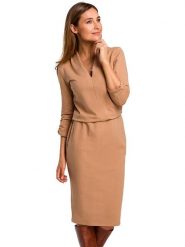Stylove Sukienka w kolorze jasnobrązowym rozmiar: XXL. Brązowe sukienki Stylove, xxl, bez wzorów, z bawełny, bez kołnierzyka, bez ramiączek, midi. Za 162.87 zł.