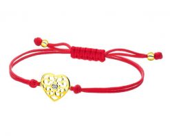 Bransoletka z elementami żółtego złota i brylantem - serce - 0,008 ct - próba 375. Żółte bransoletki Apart, z brylantem, złote. Za 699.00 zł.