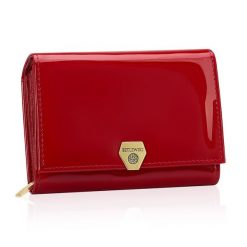 Portfel damski BETLEWSKI BPD-VS-11 CZERWONY. Czerwone portfele Betlewski, bez wzorów, ze skóry. Za 169.00 zł.
