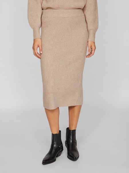 Vila Spódnica "Vikachel" w kolorze beżowym rozmiar: XS. Brązowe spódnice Vila, xs, bez wzorów, prążkowane, midi. Za 113.99 zł.