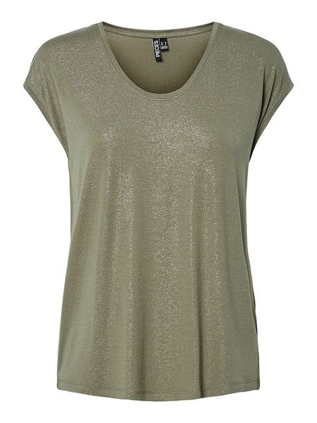 Pieces Koszulka "Alice" w kolorze khaki rozmiar: S. Brązowe bluzki Pieces, s, bez wzorów, bez kołnierzyka, bez ramiączek. Za 72.95 zł.