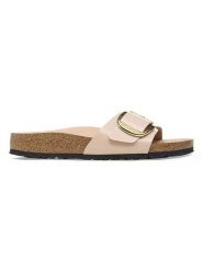 Birkenstock Skórzane klapki "Madrid" w kolorze beżowym rozmiar: 41. Brązowe klapki Birkenstock, bez wzorów, z otwartym noskiem, bez obcasa. Za 527.10 zł.