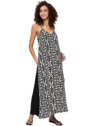Aller Simplement Sukienka w kolorze czarno-białym rozmiar: 34-40. Czarne sukienki Aller Simplement, bez wzorów, z wiskozy, bez kołnierzyka, bez ramiączek, maxi. Za 69.99 zł.