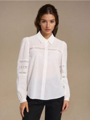 Koszula z koronką - biały. Białe koszule Sinsay, l, bez wzorów, z koronki, bez kołnierzyka, bez ramiączek. Za 59.99 zł.