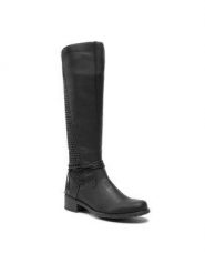 Kozaki Rieker. Czarne kozaki Rieker, bez obcasa, na płaskiej podeszwie, bez zapięcia. Za 429.99 zł.