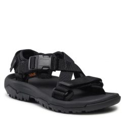 Sandały Teva. Czarne sandały Teva, bez wzorów, sportowe, bez obcasa, bez zapięcia. Za 249.99 zł.