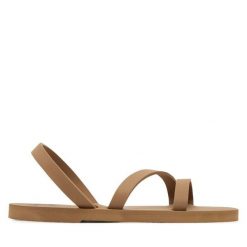 Sandały Manebi. Brązowe sandały Manebi, bez wzorów, bez obcasa, na płaskiej podeszwie, bez zapięcia. Za 229.99 zł.