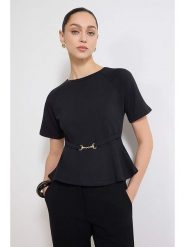 Trendyol Bluzka w kolorze czarnym rozmiar: XL. Czarne bluzki Trendyol, xl, bez wzorów, z bawełny, bez kołnierzyka, bez ramiączek. Za 73.99 zł.