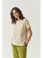 TATUUM Koszulka "Anoko" w kolorze beżowym rozmiar: M. Brązowe bluzki Tatuum, m, bez wzorów, z bawełny, bez kołnierzyka, bez ramiączek. Za 75.34 zł.