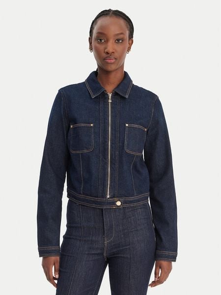 Guess Kurtka jeansowa W6RN76 D6881 Granatowy Regular Fit. Niebieskie kurtki Guess, xxl, z aplikacjami, z bawełny, bez kaptura. Za 619.99 zł.