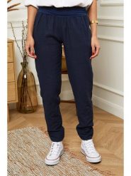 Rodier Lin Lniane spodnie "Provence" w kolorze granatowym rozmiar: L/XL. Niebieskie spodnie materiałowe Rodier Lin, na co dzień, l, bez wzorów, z materiału. Za 127.05 zł.