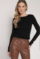 Czarny Sweter z Wiskozą i Metaliczną Nitką Lillanova. Czarne swetry Born2be, s, bez wzorów, z jeansu, bez ramiączek. Za 79.99 zł.