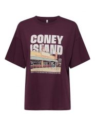 ONLY Koszulka w kolorze czerwonym rozmiar: XL. Czerwone bluzki Only, xl, bez wzorów, z bawełny, bez kołnierzyka, bez ramiączek. Za 56.79 zł.