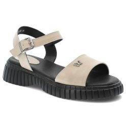 Beżowe Sandały Filippo Modne Obuwie Damskie. Brązowe sandały Filippo, z aplikacjami, z jeansu, eleganckie, z otwartym noskiem, bez obcasa, bez zapięcia. Za 179.00 zł.