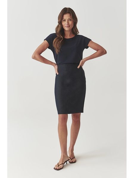 TATUUM Lniana spódnica w kolorze granatowym rozmiar: 44. Niebieskie spódnice Tatuum, bez wzorów, midi. Za 122.38 zł.